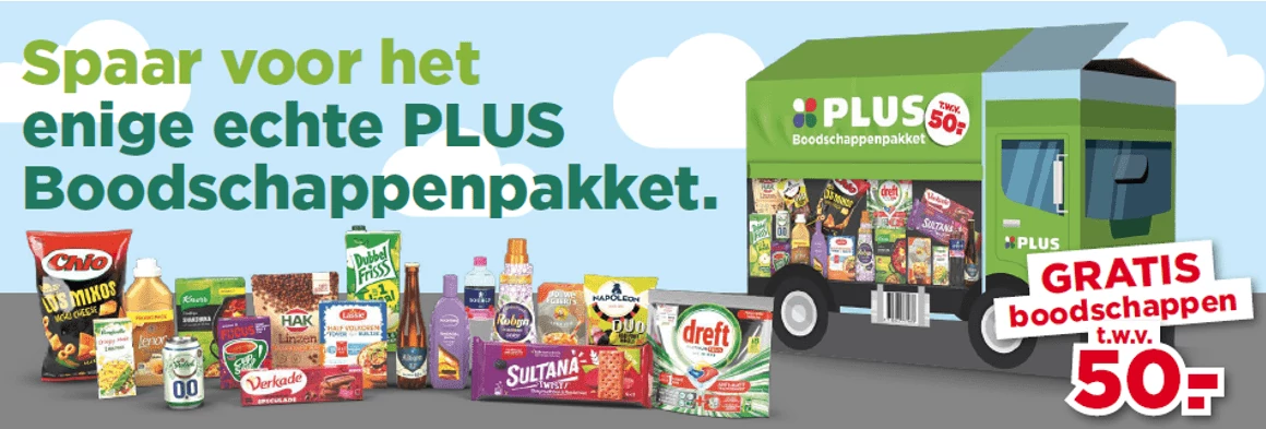 Sparen voor gratis boodschappenpakket Plus Supermarkt