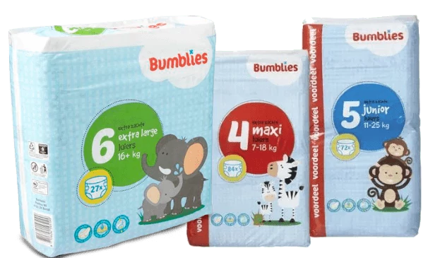 Gratis babyluiers maat 1 en 4 van Bumblies